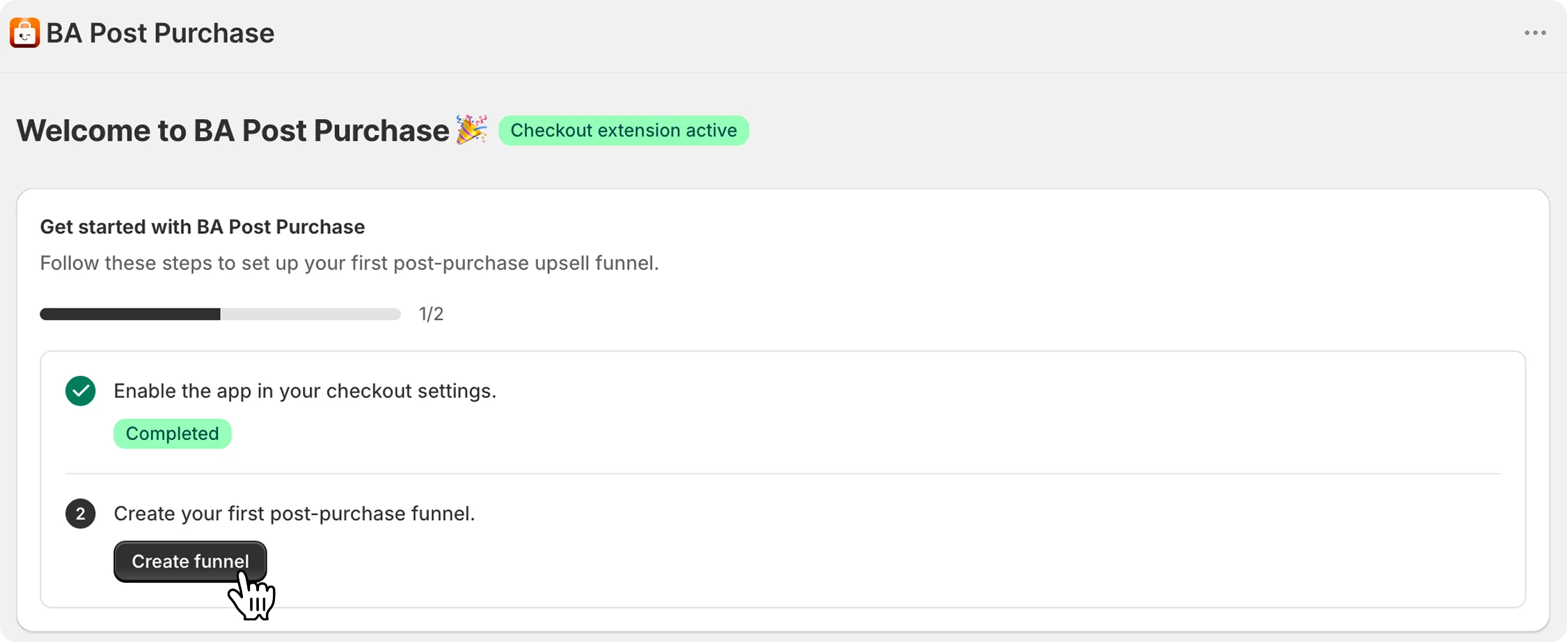 Create your first post-purchase funnel in BA Post Purchase Upsell